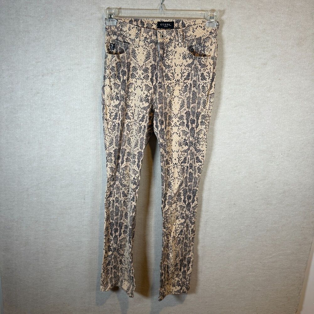 Vintage GUESS Cobra Snakeskin Print Pants Womens 29 Made USA Bootcut